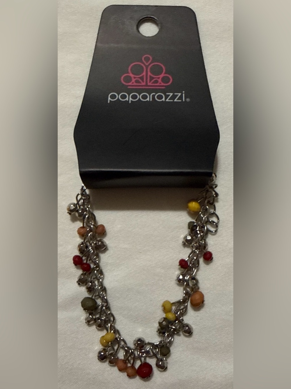 paparazzi Multicolor Bead Charm Necklace with Red, Yellow, Olive and Tan Accents